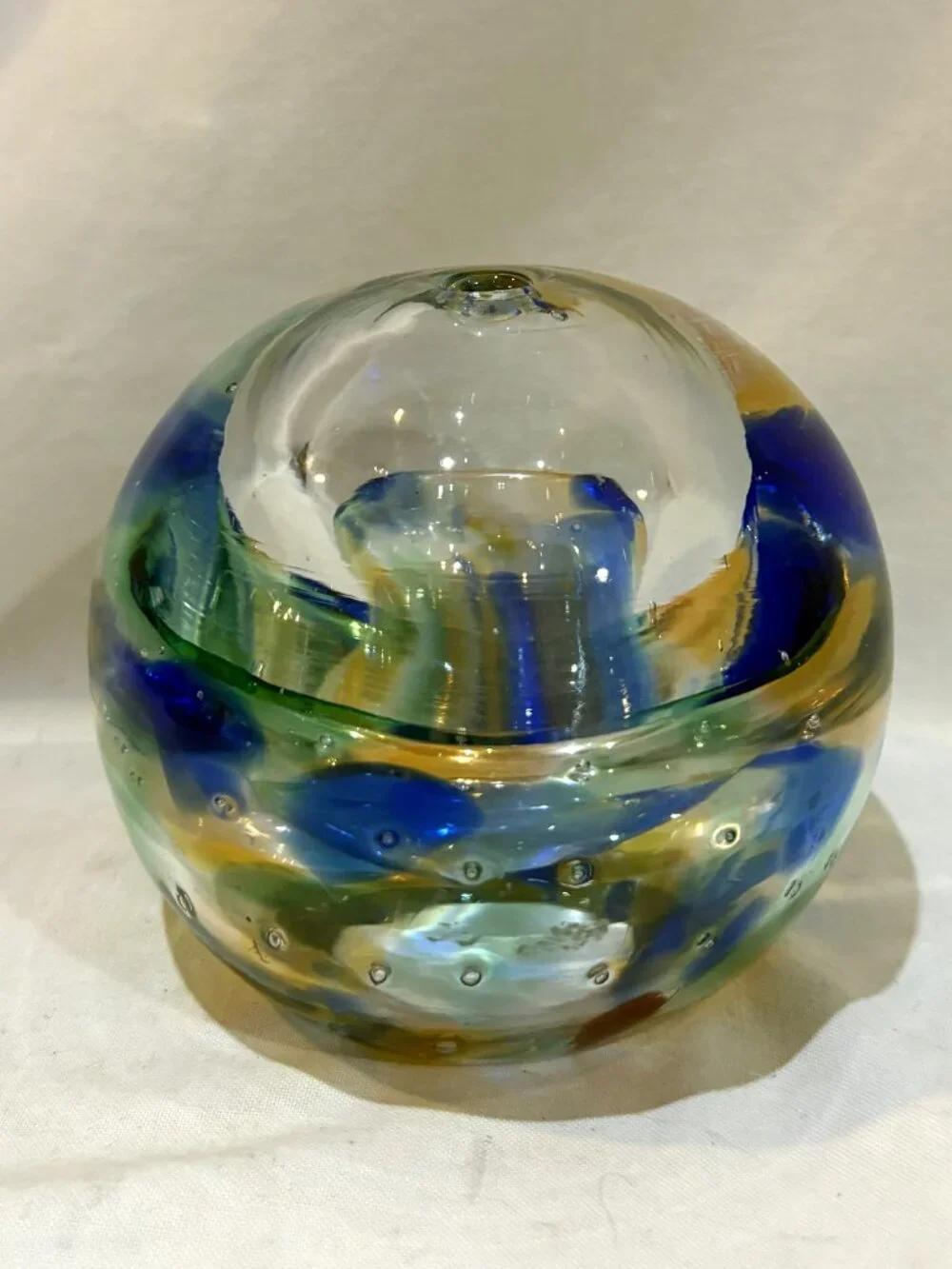 Hand Blown Art Glass Oil Lamp